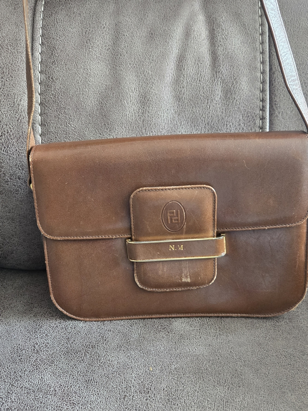 Vintage Peruzzi Firenze Made In Florence Italy Brown Leather Purse Shoulder Bag